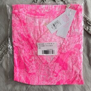 NWT Lilly Pulitzer Pink Etta V-Neck Top